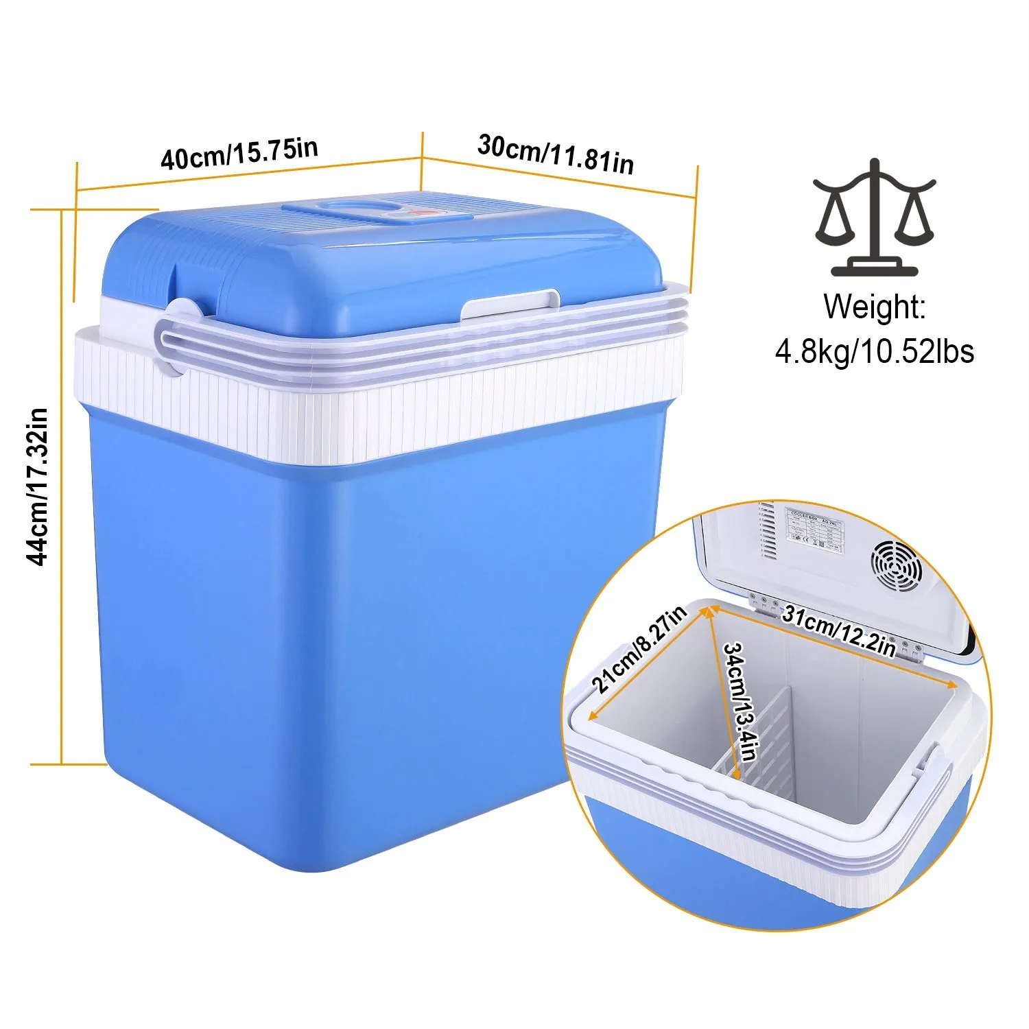 24L 12V Car Portable Refrigerator Travel Cooler