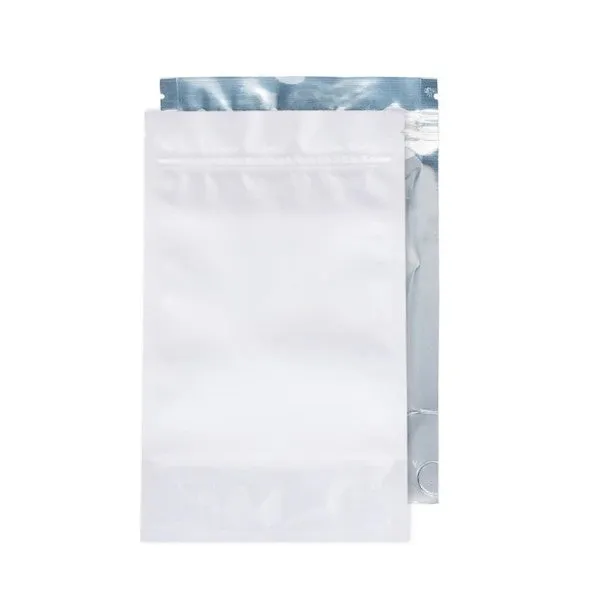 3.5g Mylar Bags x 100 - White Matte / Clear Back