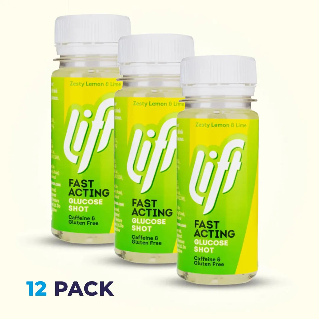 Box of 12 x Lift Zesty Lemon & Lime Glucose Shots 60ml