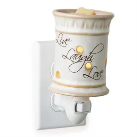 CANDLE WARMERS ETC Pluggable Fragrance Warmer, Live, Laugh, Love, Ceramic, Beige