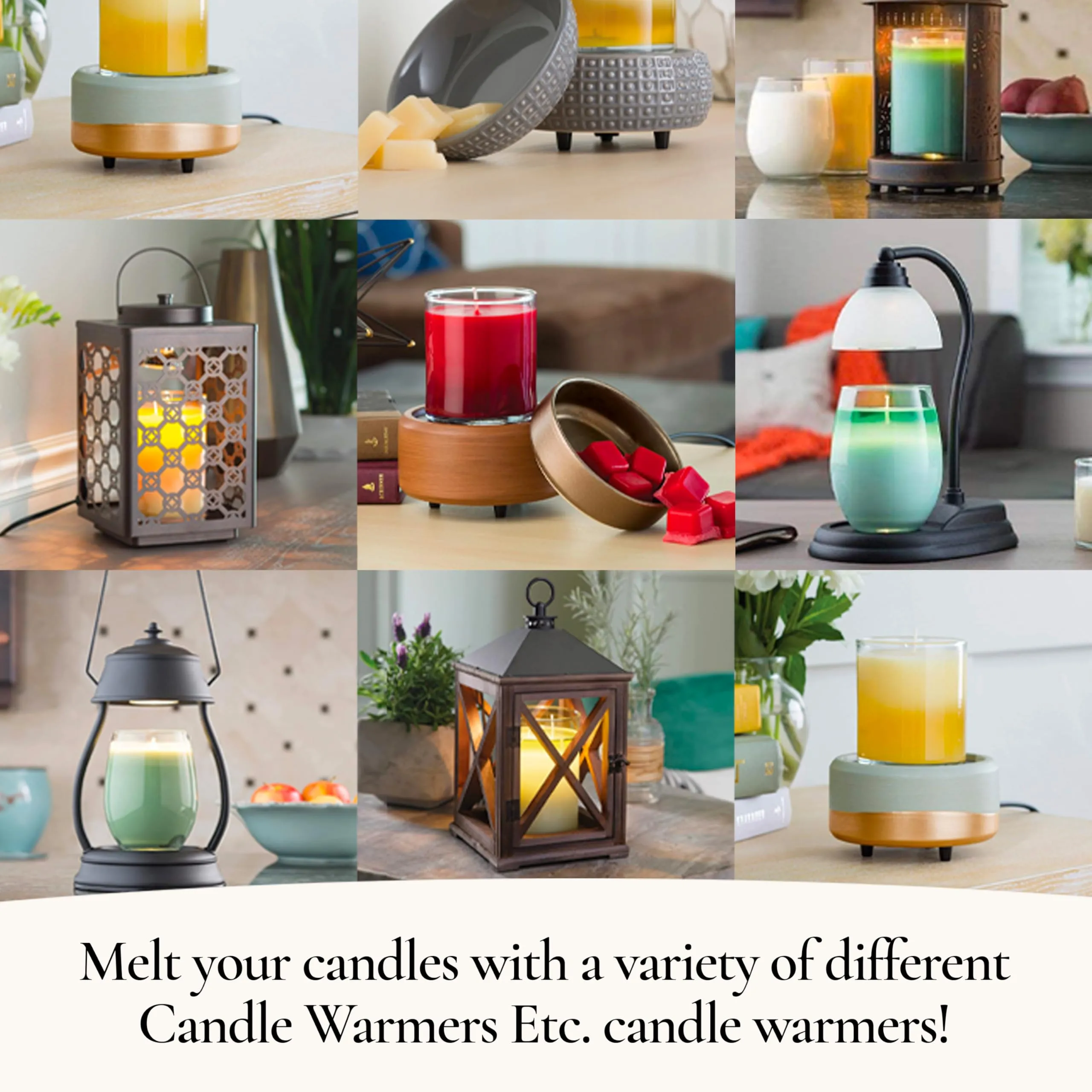 Candle Warmers Etc. Vintage Bulb Illumination Fragrance Warmer- Light-Up Warmer for Warming Scented Candle Wax Melts and Tarts to Freshen Room, Walnut and Rope