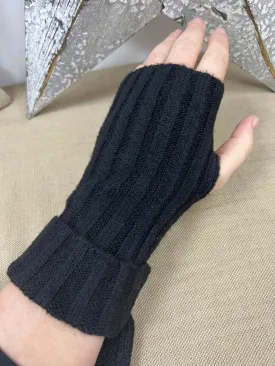 Cashmere Fingerless Gloves - Black