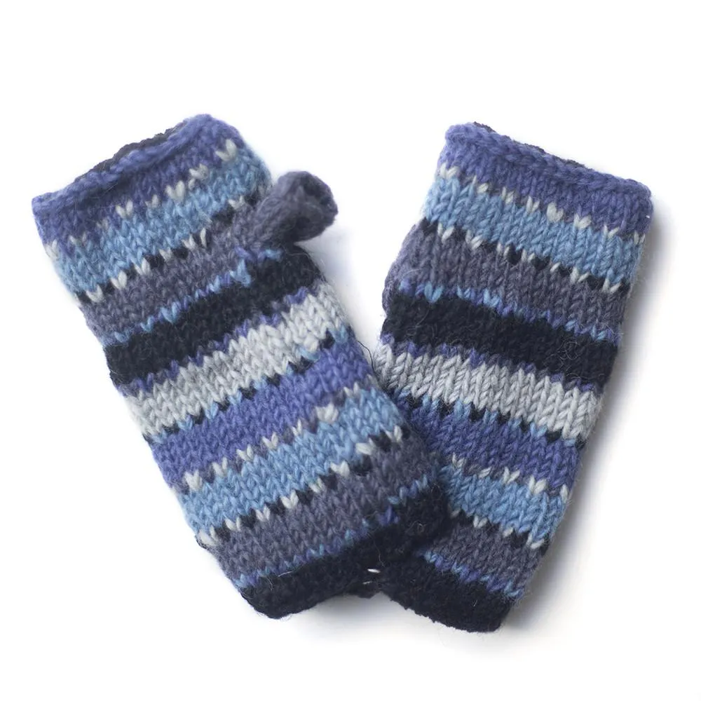 colourful striped wool wrist warmers