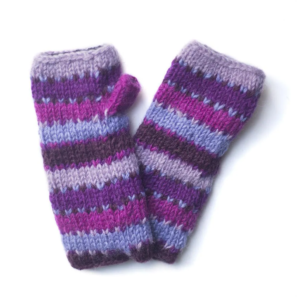 colourful striped wool wrist warmers