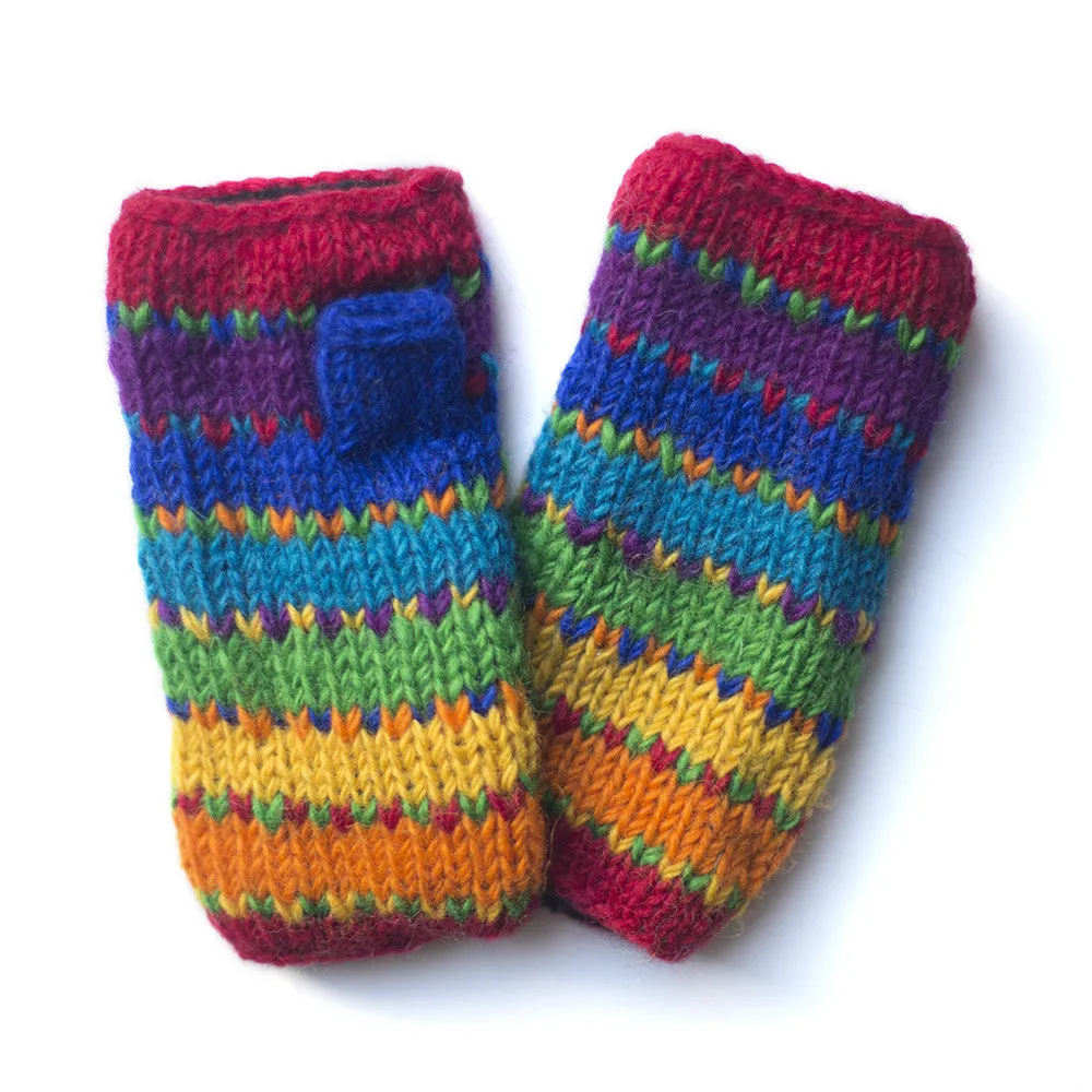 colourful striped wool wrist warmers