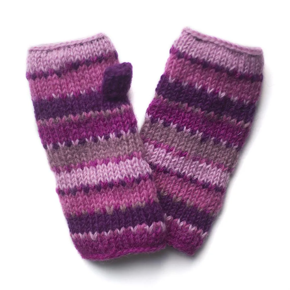 colourful striped wool wrist warmers