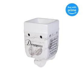 Dream Bigger Actions Louder Faith Stronger Grey Leaves White Ceramic Stone Plug-In Warmer