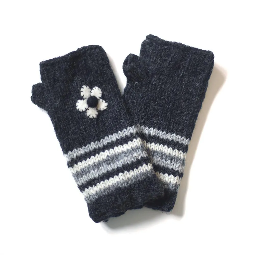 felt flower wrist warmers