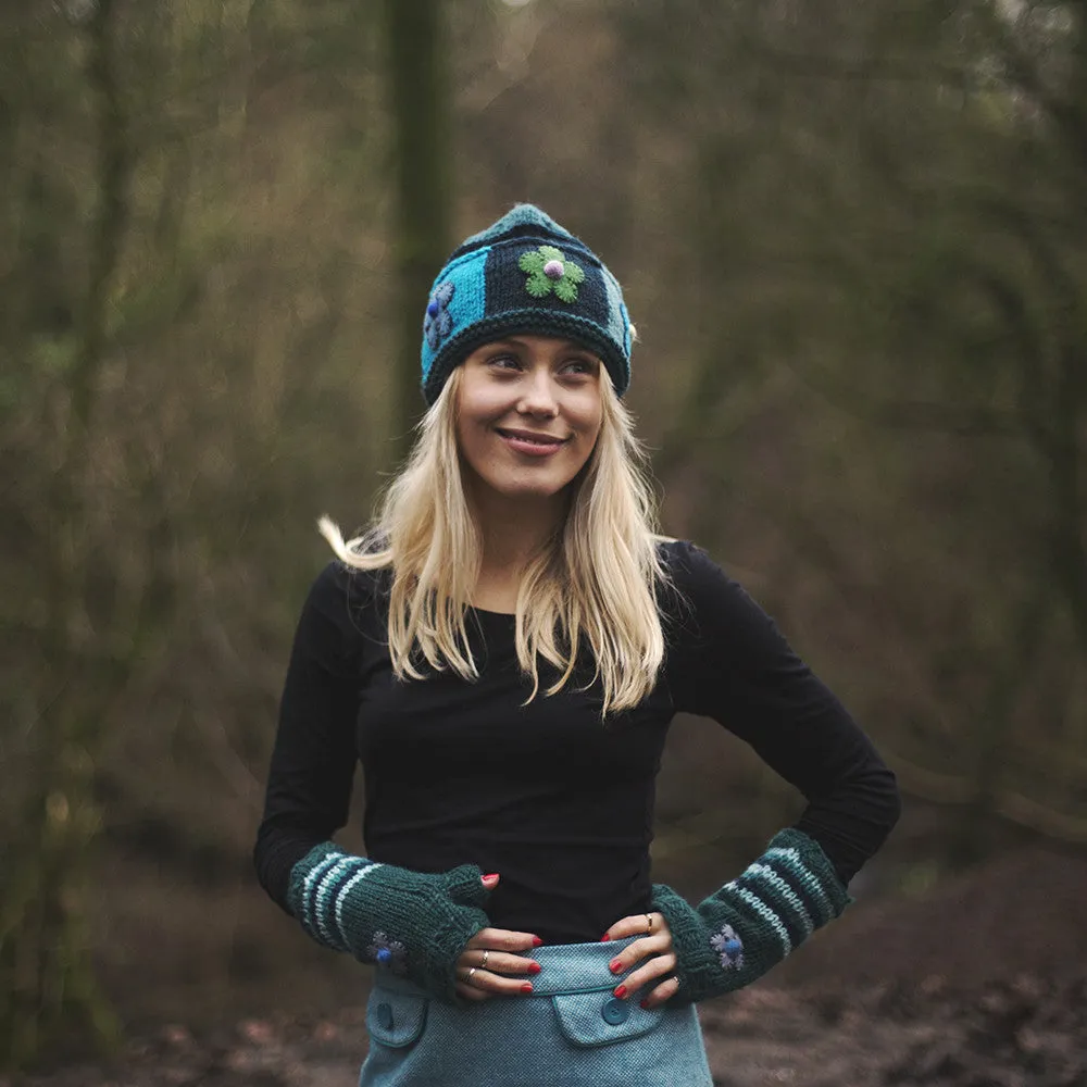 felt flower wrist warmers