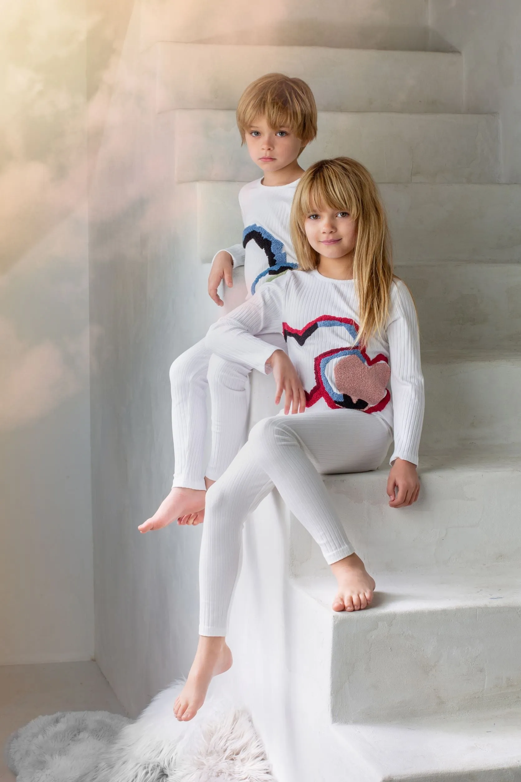 Geometric Heart Loungewear Set, Girls