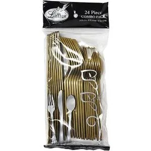 Gold Premium Plastic Cutlery Combo Bag - 24 Count (Case Qty: 576)