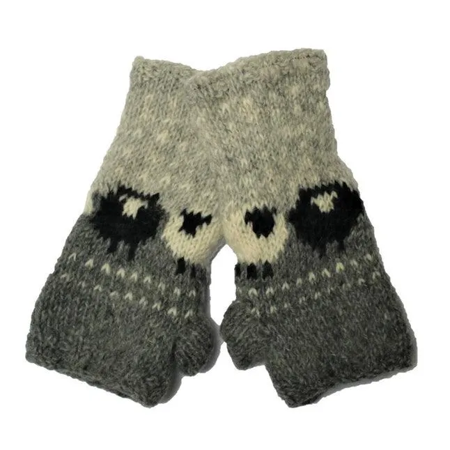 Grey Sheep Wrist Warmers (100% Hand Knitted Wool)