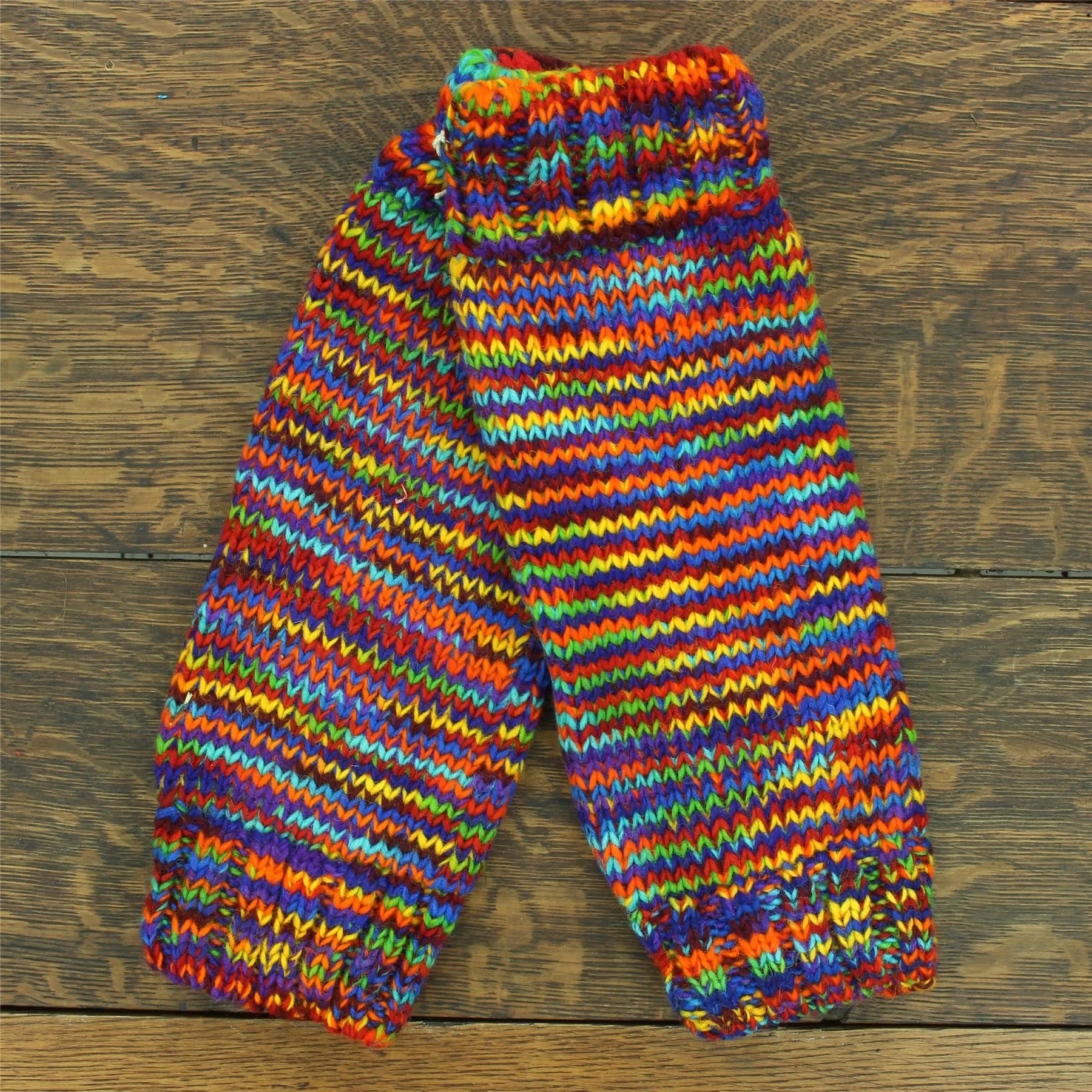 Hand Knitted Wool Leg Warmers - SD Rainbow