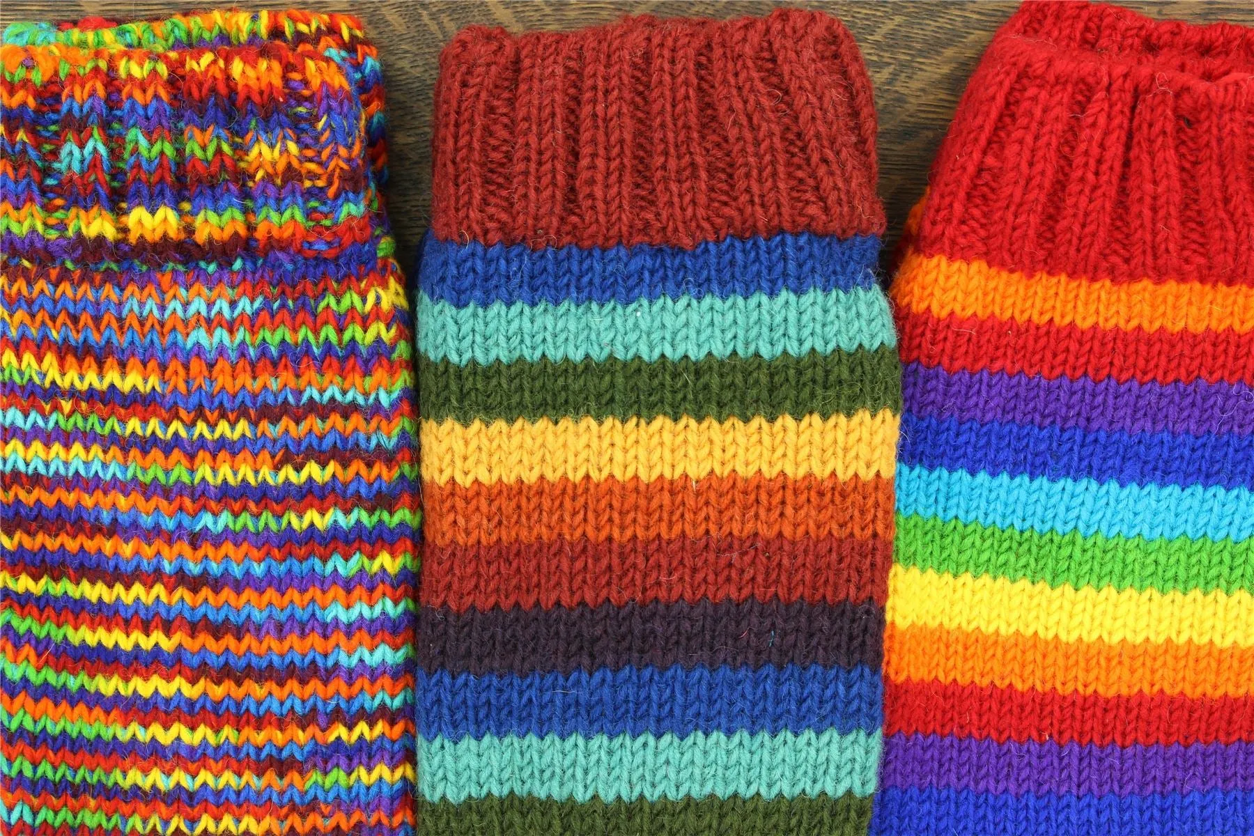 Hand Knitted Wool Leg Warmers - SD Rainbow