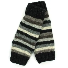 Hand Knitted Wool Leg Warmers - Stripe Natural