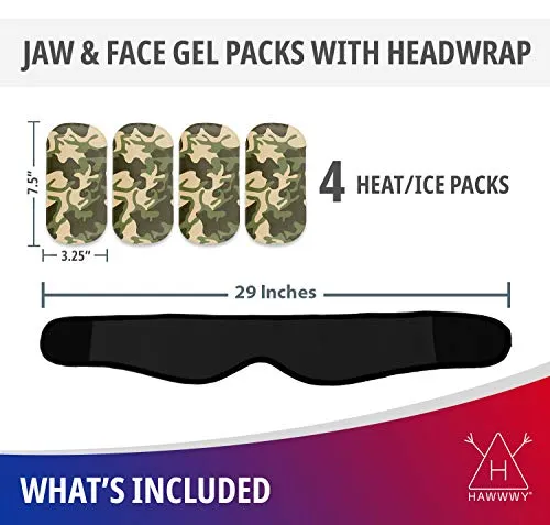 Hawwwy Head Wrap Pain Reliever (1 Wrap, 4 Reusable Hot Cold Gel Packs) Used for Wisdom