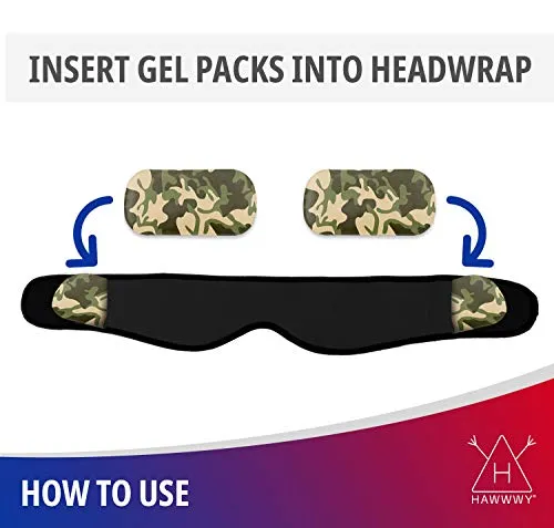 Hawwwy Head Wrap Pain Reliever (1 Wrap, 4 Reusable Hot Cold Gel Packs) Used for Wisdom