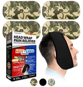 Hawwwy Head Wrap Pain Reliever (1 Wrap, 4 Reusable Hot Cold Gel Packs) Used for Wisdom