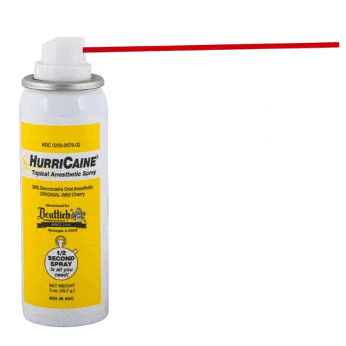 HurriCaine Topical Anesthetic Pain Spray Kit with 200 Extension tubes