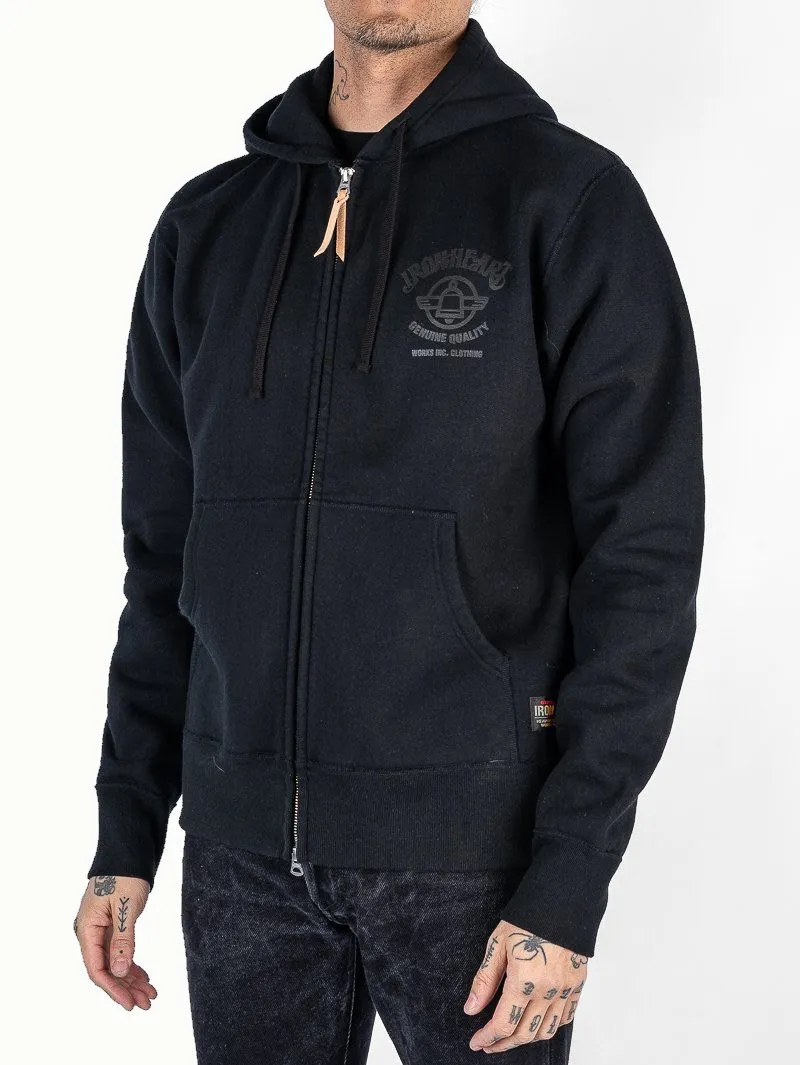 Iron Heart Black 14oz Ultra Heavyweight Loopwheel Cotton Zippered Hoodie