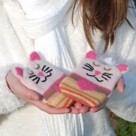 Knitted Hand Warmers Cat