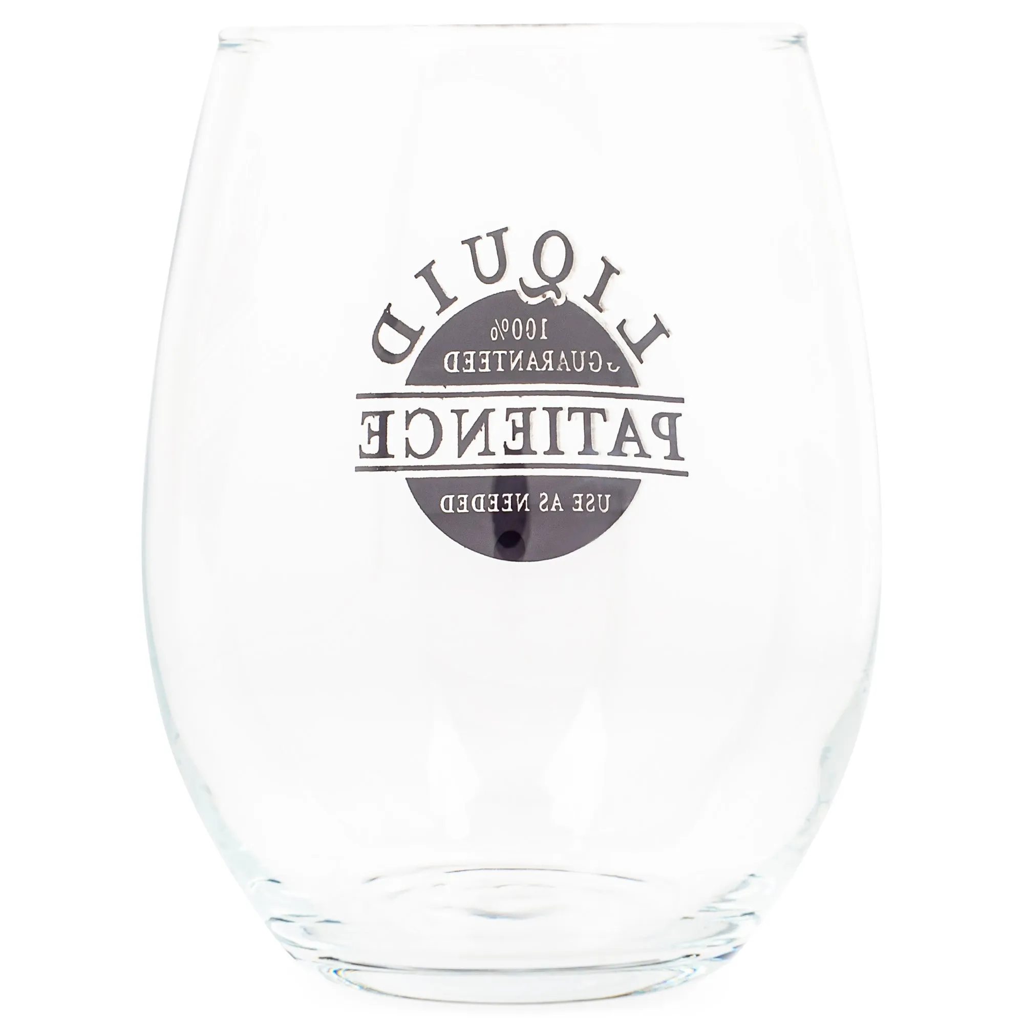 Liquid Patience Black 14 ounce Glass Stemless Wine Glass