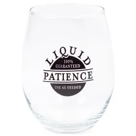 Liquid Patience Black 14 ounce Glass Stemless Wine Glass