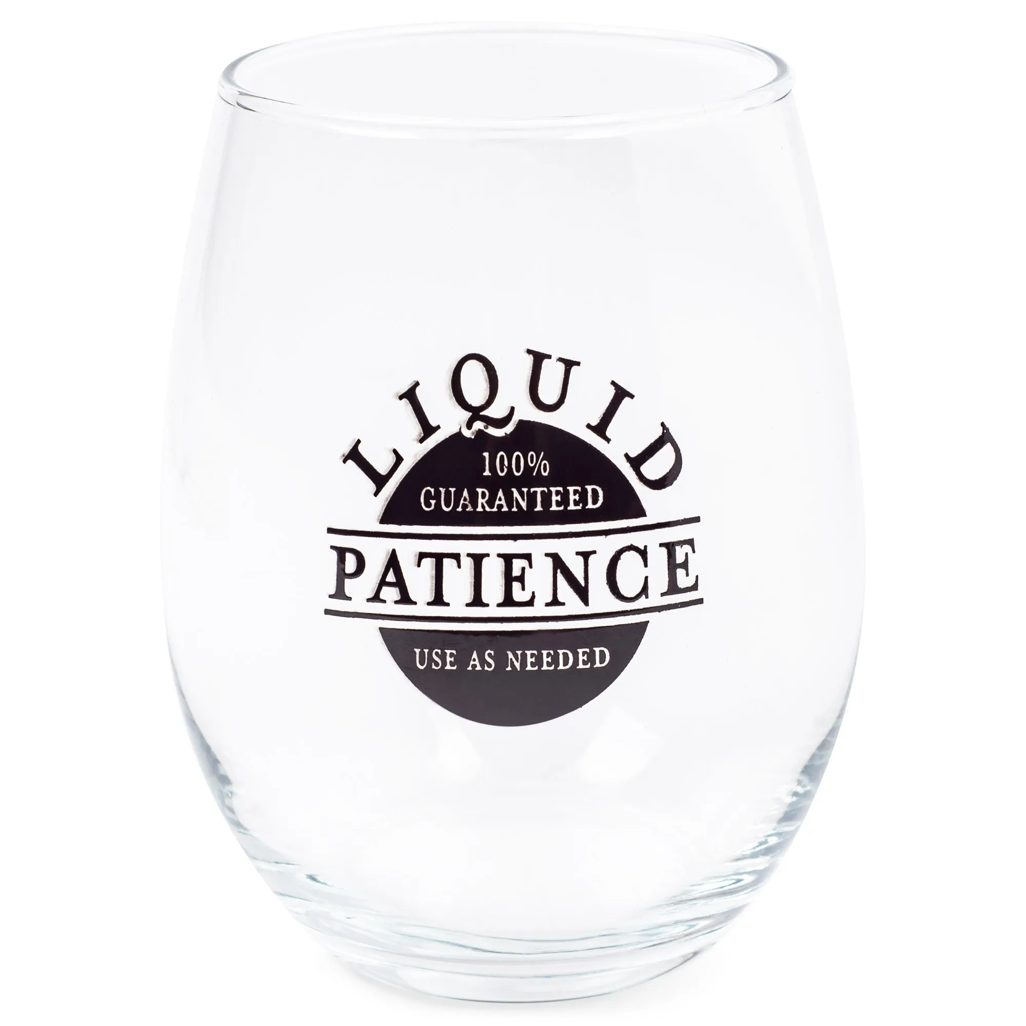 Liquid Patience Black 14 ounce Glass Stemless Wine Glass