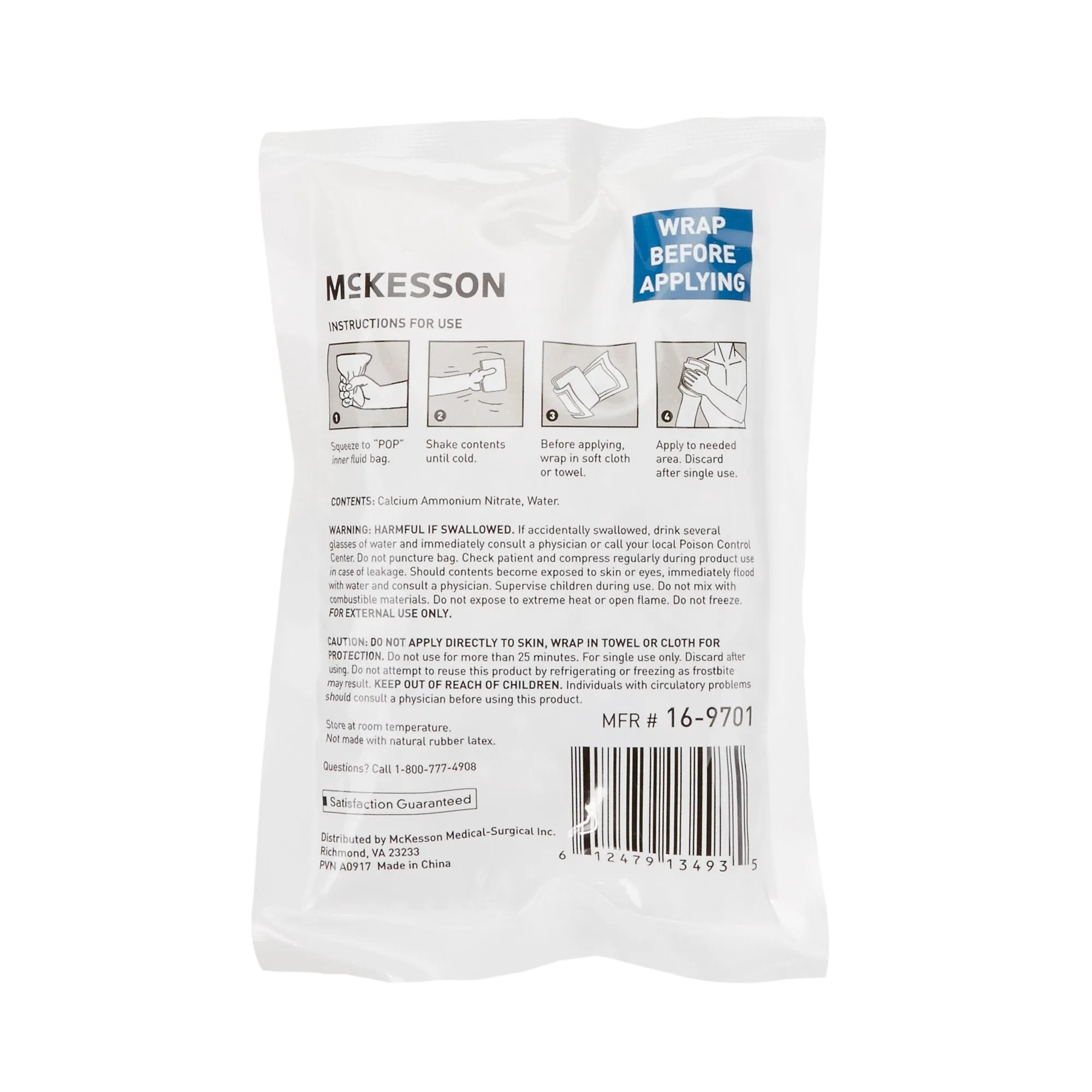 McKesson Instant Cold Pack, Disposable, 4 x 6 Inch