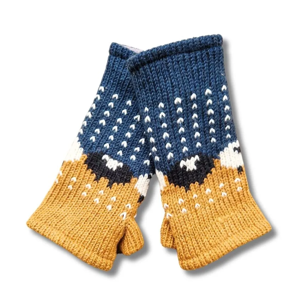 Mustard Sheep Wrist Warmers (100% Hand Knitted Wool)