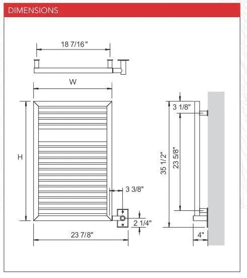 MYSON EUROPEAN TRADITION LINDI EMR750 Hardwired Towel Warmer - 24"w x 36"h