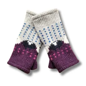 Plum Sheep Wrist Warmers (100% Hand Knitted Wool)