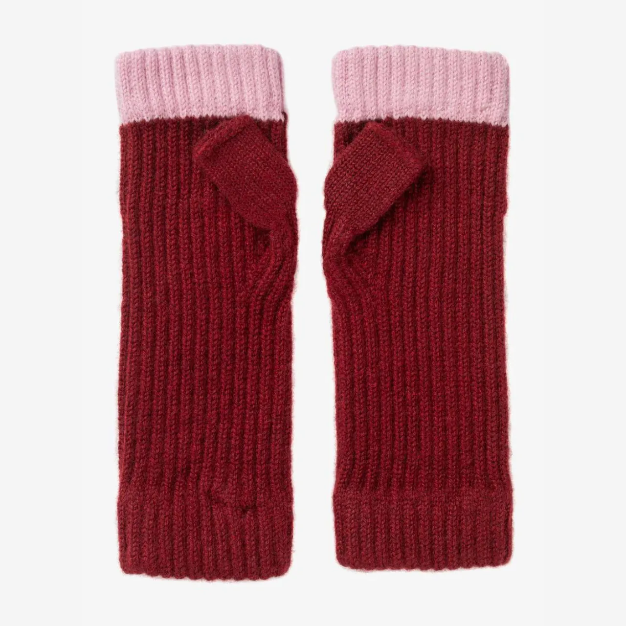 Short Ribbed Contrast Tip Wrist Warmers