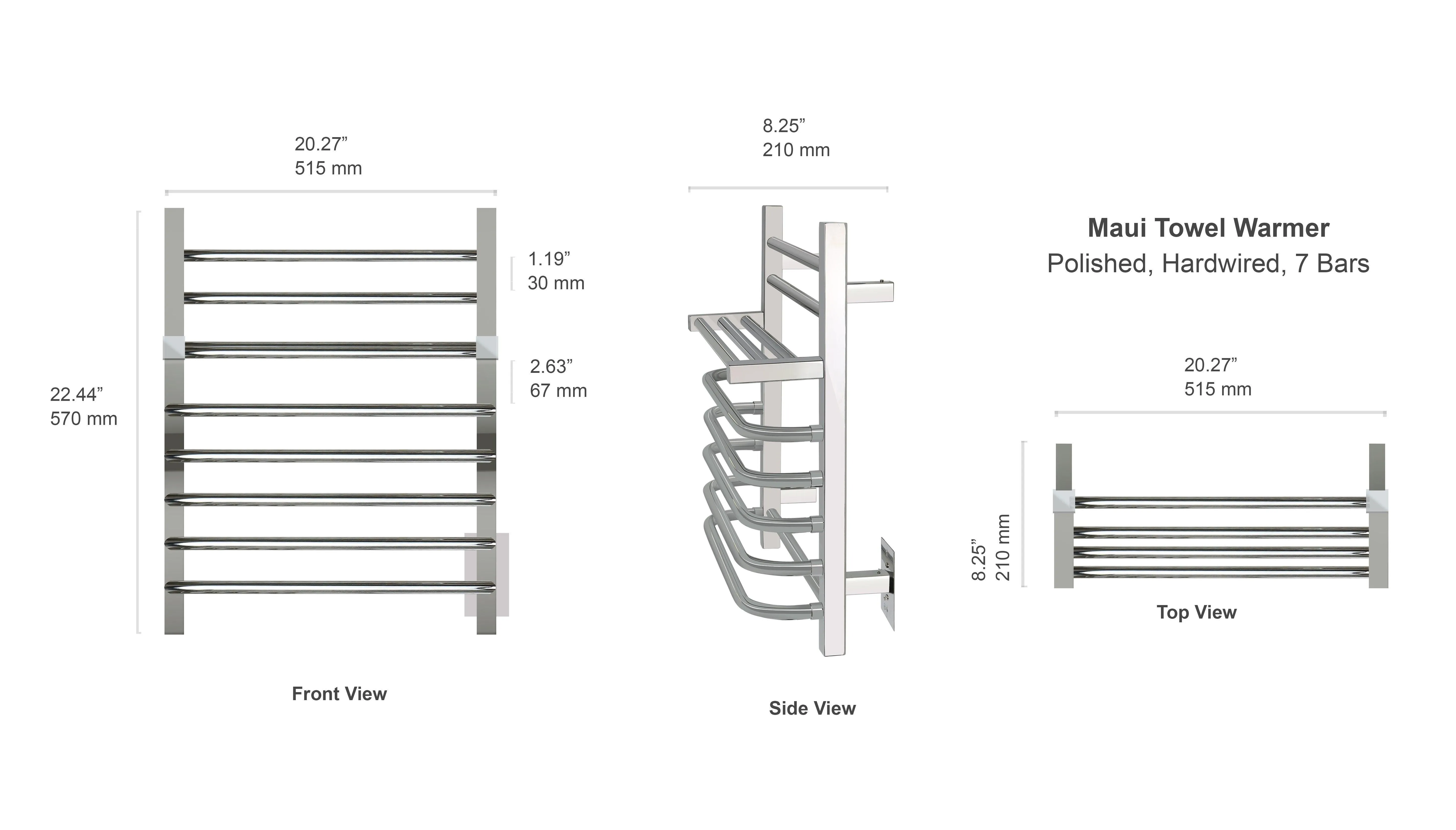 WarmlyYours Maui TWS1-MAU07PH Wall Mounted Hardwired Towel Warmer- 20.27"w x 22.44"h