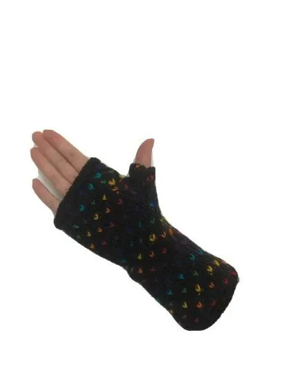 Wool Knit Fleece Lined  Wrist Warmers - Tik Tik Brown