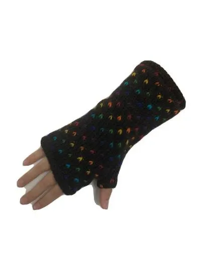 Wool Knit Fleece Lined  Wrist Warmers - Tik Tik Brown