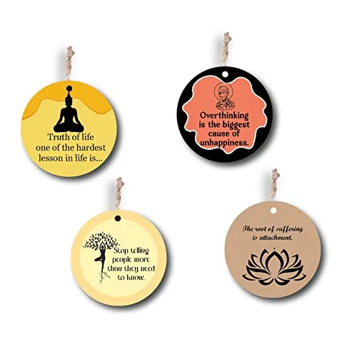 woopme® 4 PCs Buddha Quotes Printed Wall Hanging For Home Office Restaurant Hall Wall Decor 8 x 8 Inch