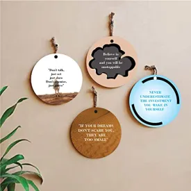 woopme® 4 PCs Motivational Quotes Printed Wall Hanging For Home Living Room Office Hall Wall Decor (8 x 8 Inch)