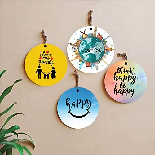 woopme® 4 PCs Quotes Printed Wall Hanging For Home Office Restaurant Hall Wall Decor (8 x 8 Inch)